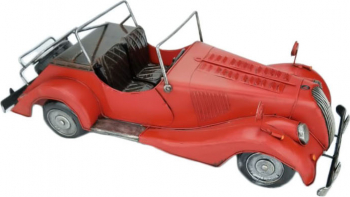 Masina vintage in miniatura decorativa realizata manual din metal design realist rosie doty 