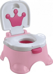 Olita portabila 3 in 1 Queens Throne reductor wc usor de asamblat efecte luminoase usor de depozitat roz/alb Doty