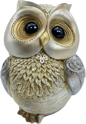 Statueta Gold Owl forma bufnita din rasina lucrata manual 20 cm accente aurii Doty 
