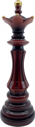 Statueta Wood Mat Queen model piesa de sah din lemn maro creata cu atentie la detalii accente aurii 37 x 13 cm Doty 