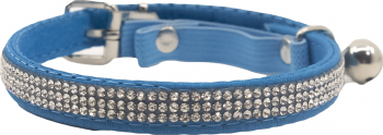 Zgarda DiamondBell pentru pisici de talie mica cu elastic eleganta cu clopotel 24-29 cm albastru Doty