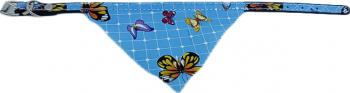 Zgarda Lolly Bandana pentru caini si pisici de talie mica confortabila model cu fluturi 22/28 cm albastru Doty 
