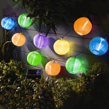 Lampi Solare LED tip Sir 10 Lampioane Multicolore Diametru 7.5 cm Lungime 377 cm 
