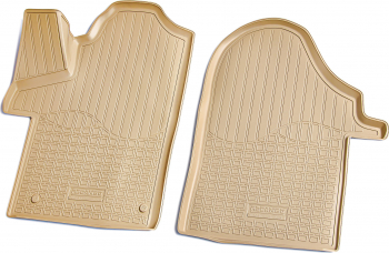 Set de 2 covorase bej cauciuc 3D stil tavita premium pentru Mercedes Vito V-Class W447 din 2014 
