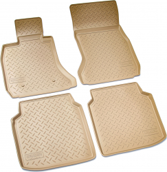 Set de 4 covorase bej cauciuc 3D stil tavita premium pentru BMW Seria 7 F02 lung 2008-2015 