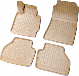 Set de 4 covorase bej cauciuc 3D stil tavita premium pentru BMW X4 F26 2014-2018 