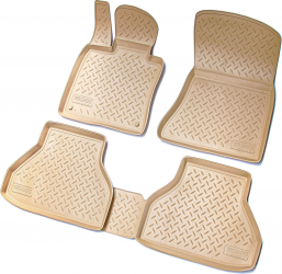 Set de 4 covorase bej cauciuc 3D stil tavita premium pentru BMW X5 E70 2006-2013 