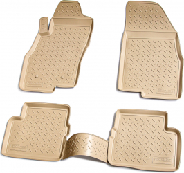 Set de 4 covorase bej cauciuc 3D stil tavita premium pentru Fiat Grande Punto 199 2005-2018 