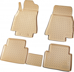 Set de 4 covorase bej cauciuc 3D stil tavita premium pentru Mercedes A-Class W169 2004-2012 