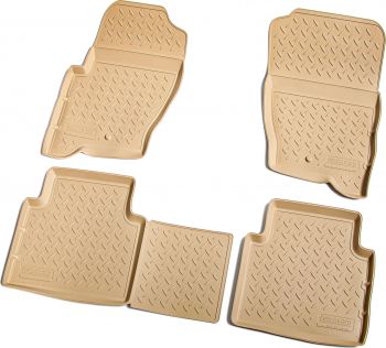 Set de 4 covorase bej cauciuc 3D stil tavita premium pentru Range Rover Sport I 2005-2013 