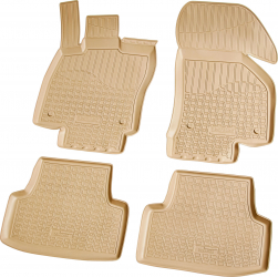 Set de 4 covorase bej cauciuc 3D stil tavita premium pentru VW Golf 7 VII din 2012 