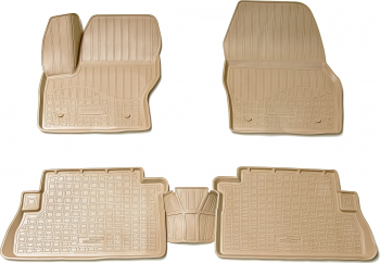 Set de 5 covorase bej cauciuc 3D stil tavita premium pentru Ford Kuga II din 2013-2019 