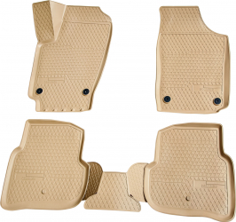 Set de 5 covorase bej cauciuc 3D stil tavita premium pentru Seat Ibiza 2008-2017 