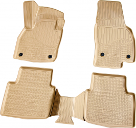 Set de 5 covorase bej cauciuc 3D stil tavita premium pentru VW T-Cross din 2018 Polo 6 Skoda Kamiq Seat Arona Ibiza 5 