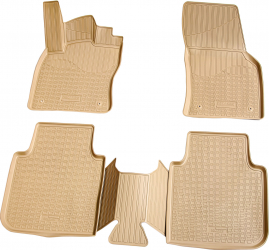 Set de 5 covorase bej cauciuc 3D stil tavita premium pentru VW Tiguan II Allspace din 2017 Skoda Kodiaq din 2017 