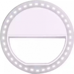 Accesoriu Mini inel de lumina cu luminozitate reglabila si 3 nivele de intensitate pentru telefon 8.5 cm Alb 