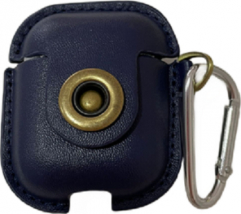 Husa din piele naturala pentru AirPods 1/2 cu carabina de siguranta Bibilel Bleumarin CRB-BBL3987 
