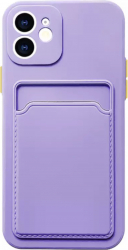 Husa pentru iPhone 12 Pro din silicon dur cu buzunar pentru carduri carcasa spate Lila SUN-BBL4009 