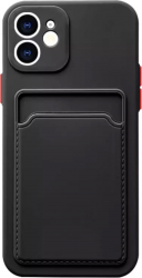 Husa pentru iPhone 12 Pro din silicon dur cu buzunar pentru carduri carcasa spate Negru SUN-BBL4004 