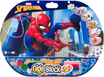 Set desen si pictura 5 in 1 stickere creioane din lemn creioane cerate acuarele pensula personaj Spider-Man 52x38 cm SOHO4252 