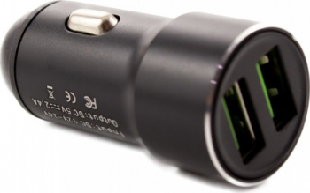Adaptor bricheta auto cu carcasa metalica la USB 2400mA cu 2 porturi USB 