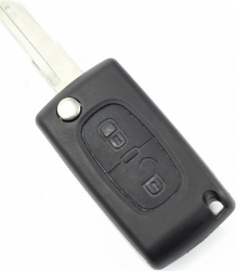 Citroen / Peugeot 206 - Carcasa tip cheie briceag cu 2 butoane si suport baterie 