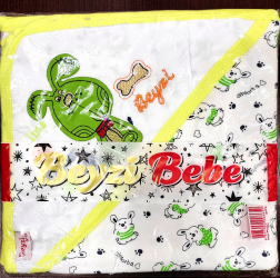 Prosop de baie pentru copii Beyzi Kids cu animalute colorate - Verde 