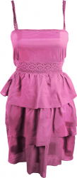 Rochie cu dantela si volane 4 barete fixe 100 bumbac Roz 