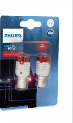 Set 2 Becuri Led Exterior 12v P21 Rosu Ba15s Ultinon Pro3000 Si Philips Rosu 