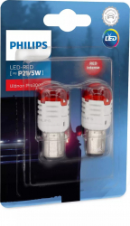 Set 2 Becuri Led Exterior 12v P21/55 Bay15d Ultinon Pro3000 Si Philips Rosu Rosu 