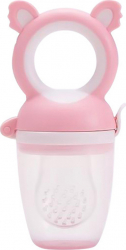 Suzeta little bear pentru fructe si legume roz 11.3x5.7cm silicon alimentar +6 luni 0 BPA 