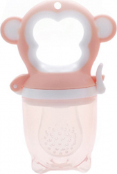 Suzeta monkey pentru fructe si legume roz 12.5x5.5cm silicon alimentar +6 luni 0 BPA 