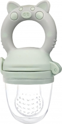 Suzeta pig pentru fructe si legume verde cu maner gri 12.5x5.5cm silicon alimentar +6 luni 0 BPA 
