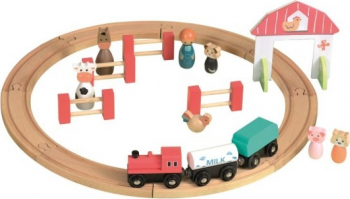Set circuit tren din lemn cu figurine Egmont Toys 