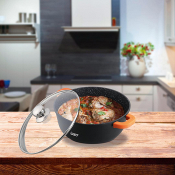 CRATITA ALUMINIU TURNAT+CAPAC 16x7.5 CM 1.2 L DARK LINE COOKING BY 