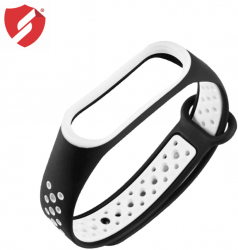 Curea Xiaomi Mi Band 4 Sport cu aerisire din silicon negru cu alb 