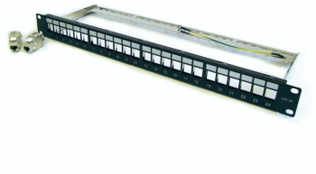 Kit Patch Panel 24 porturi neecranat + 24 module Keystone Jack Cat6A montabil in rack 19/1U 