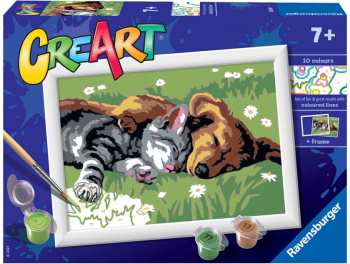 Pictura pe numere Ravensburger - Catelus si pisicuta 