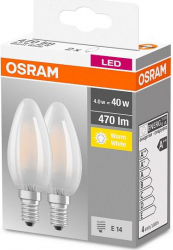 Set 2 becuri Led Osram E14 LED BASE CLASSIC B 4W 40W 220-240V 470 lumeni lumina calda 2700K durata de viata 10.000 ore clasa 