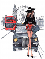 Set goblen cu diamante cu sasiu Intalnire in Londra 40x50 cm 