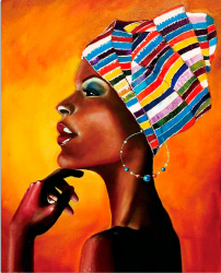 Set pictura cu diamante cu sasiu Portret African 50x65 cm 