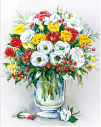Set pictura cu diamante cu sasiu Red Berries 40x50 cm 