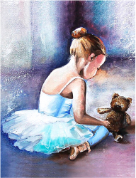 Set pictura pe numere cu sasiu Balerina primii pasi 40x50 cm 