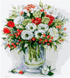 Set pictura pe numere cu sasiu Buchet de trandafiri 40x50 cm 