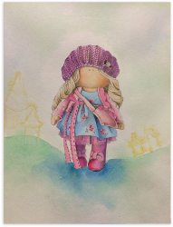 Set pictura pe numere cu sasiu Papusa Nicole 30x40 cm 