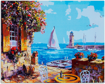 Set pictura pe numere cu sasiu Veranda at the Pier 40x50 cm 