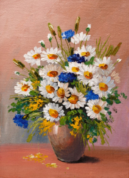 Tablou canvas Flori margarete alb pictura buchet2 90 x 60 cm 