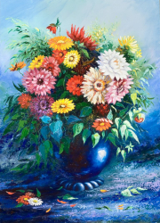 Tablou canvas Flori margarete multicolor pictura buchet2 90 x 60 cm 
