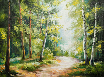 Tablou canvas Toamna padure verde pictura 90 x 60 cm 