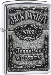 Bricheta Zippo 250JD.427 Jack Daniels Label Pewter Emblem Classic Spirits 
